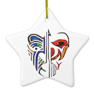 Life and Death Tribal Warpaint Christmas Tree Ornaments