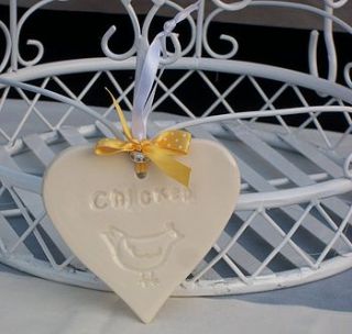 chicken ceramic hanging heart by dimbleby ceramics