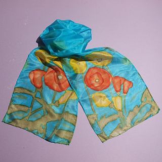 icelandic poppy silk scarf by joanne eddon (hand painted silk)