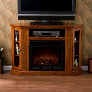 Claremont Brown Mahogany Media Console w/ Electric Fireplace