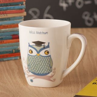 personalised teacher mr or miss owl mug/card by the contemporary home