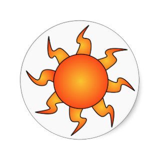 Orange Sun Round Sticker