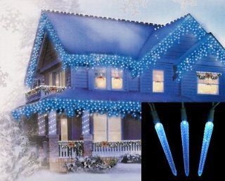 10 LED Blue and White Color Changing Icicle Shape Christmas Lights   Green Wire   String Lights