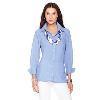 MarlaWynne Pebbled Crepe Perfect Buttoned Shirt