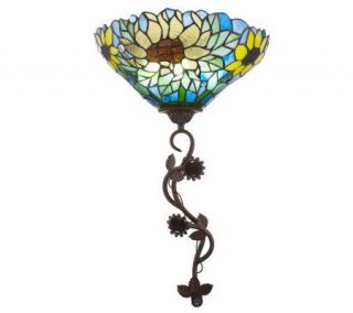 Stained Glass Battery Operated Sunflower Wall Sconce —
