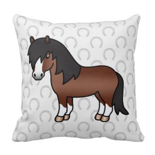 Brown Cartoon Shetland Pony Pillow
