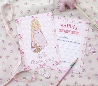 personalised girl's thank you card notes by olivia sticks with layla