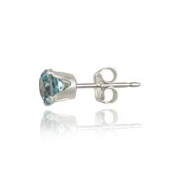Glitzy Rocks 14k White Gold 1 1/6ct TGW 5mm Swiss Blue Topaz Stud Earrings Glitzy Rocks Gemstone Earrings