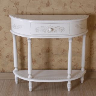 Windsor 2 Tier Antique White Wood Console Table