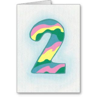 Colorful Wavy Number Two Greeting Cards