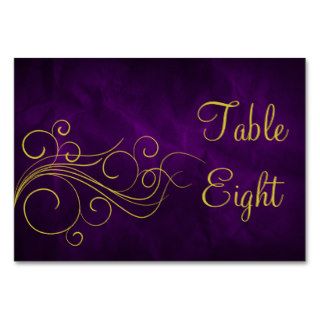 Elegant Violet Gold Swirl Table Cards