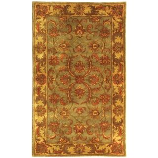 Handmade Heritage Kermansha Green/ Gold Wool Rug (2' x 3') Safavieh Accent Rugs