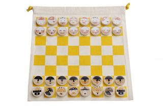wood chess set for kids by e side