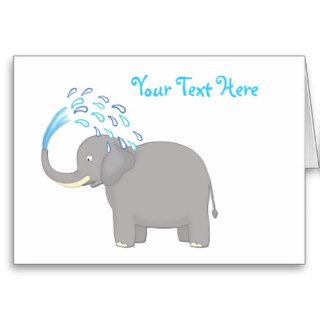 Edmund the Elephant Splashing Around Greeting Cards