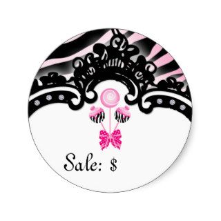 Cake Pops Sticker Price Tag Sale Zebra Pink White