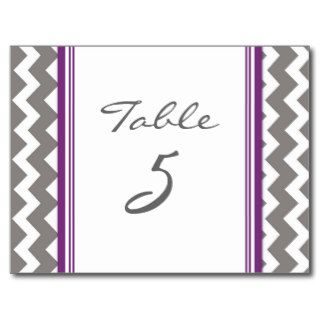 Wedding Table Number Cards Grey Purple Chevron Post Card