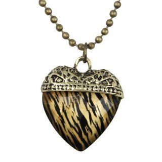 World Pride Fashion Heart Shape Clear Stone Leopard Print Pendant Necklace Jewelry