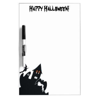 Vintage Halloween Haunted House Witch Ghost Bat Dry Erase Whiteboard