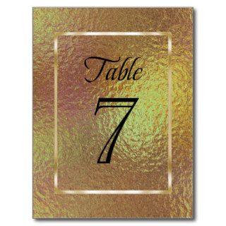 Table Number Gold Faux Foil Postcards