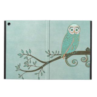 Abstract Teal Owl and Tree Branch Teal Leaves iPad Air Covers
