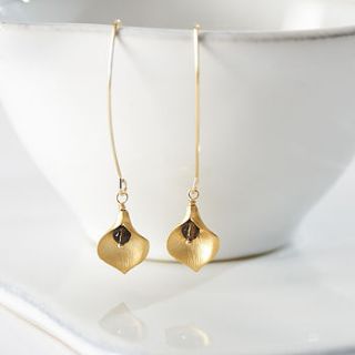 gold plated lily drop earrings by simply suzy q