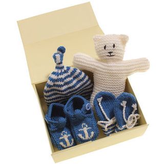nautical newborn baby gift set by sweetheart knits