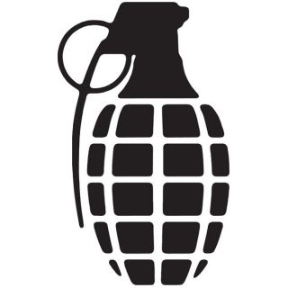 Grenade Die Cut Individual Grenade Sticker Black 8.5"