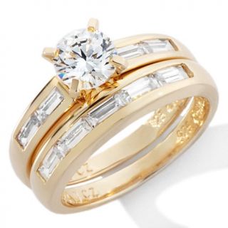 Absolute Round and Baguette 2 piece Ring Set   3.9ct