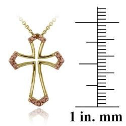 DB Designs 18k Two tone Gold over Silver Champagne Diamond Cross Necklace DB Designs Diamond Necklaces