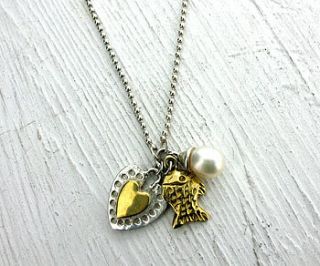 silver and gold vermeil charm necklace by will bishop jewellery design