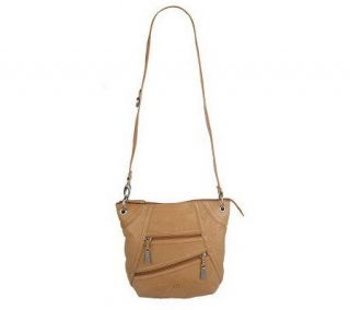 Stone Mountain Leather Crossbody Bag w/Zipper Pockets —
