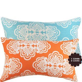 Tangerine Twist Couture Collection   Luxurious Lilly Pulitzer Designer Fabric  12x20" Lumbar Accent Pillow   Lattice Geometric   Green, Yellow, Orange and Blue Hues   1 Cover, 2 Looks Reversible Pillow   Throw Pillow Covers