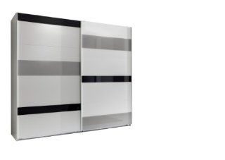 Wimex 466862 Schwebetrenschrank Mondrian 210 x 270 x 65 cm, alpinwei, Absetzung Glas Sahara grau Küche & Haushalt