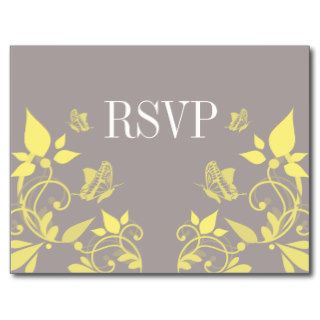 Yellow Butterfly Floral RSVP Postcard