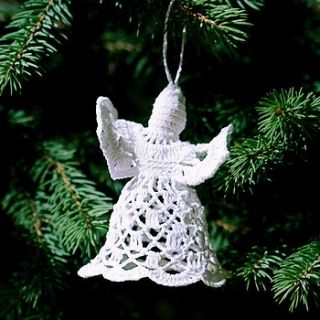 hand crocheted white angel christmas decoration by malooshi