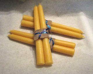 Organic Hand Made 100% Beeswax Taper Thick Decorative Candles   12" Tall, 7/8 Thick (Pack of 6)  
