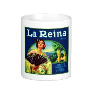 Vintage La Reina Orange Label Mugs