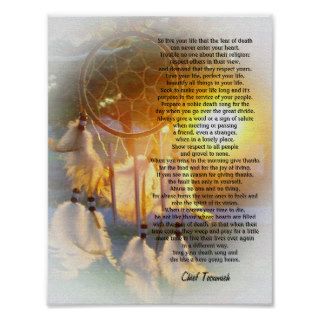 "Live your life" Tecumseh Dreamcatcher sunset Posters