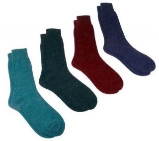 4 Pair Soft Marled Crew Socks with Thermal Looping —