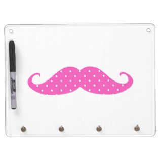 Funny Hot Pink Girly  Polka Dots Mustache Dry Erase Board