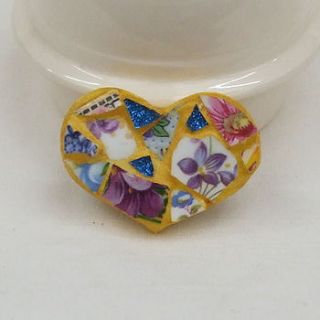 mosaic heart brooch by smashing chintz