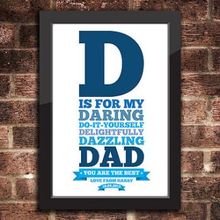 personalised d is for daddy or dad print by a is for alphabet