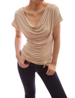 PattyBoutik Simple Cowl Neck Short Sleeve Casual Blouse Top Cowl Neck Shirt
