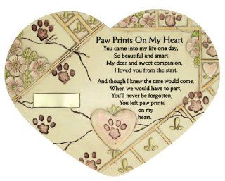 Shop Remembrance Plaque Pet Memorial Paw Prints On My Heart Pet Marker Markers Indoor/Garden Plaque, Stone Look at the  Home Dcor Store