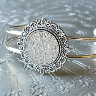 50th or 60th birthday sixpence bracelet by pennyfarthing designs