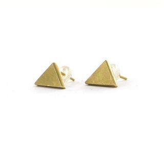 triangle stud brass earrings by exclusive roots