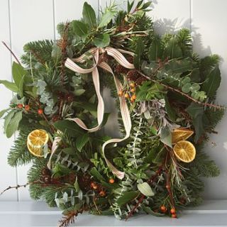 christmas herb & rosehip country wreath by the artisan dried flower company