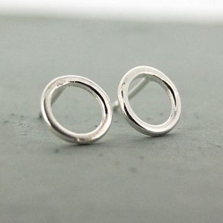tiny handmade silver circle studs by alison moore silver designs