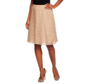 Kelly by Clinton Kelly Fully Lined Lace Skirt w/ Side Zipper —