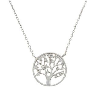La Preciosa Sterling Silver Cubic Zirconia Tree of Life Necklace La Preciosa Cubic Zirconia Necklaces